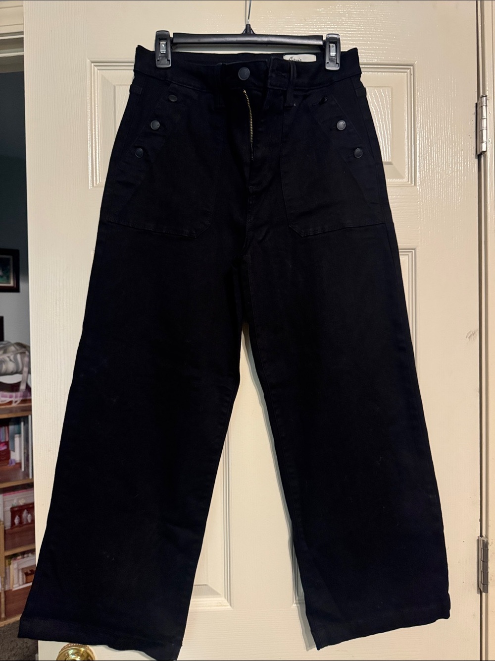 Cosmic Blue Love black wide leg women’s jeans